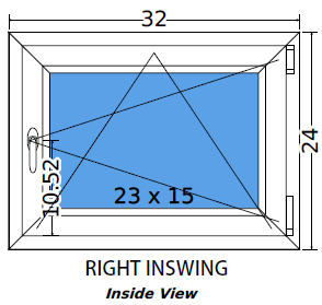 32"x24" Single Sash European uPVC Tilt and Turn Window