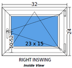 32"x24" Single Sash European uPVC Tilt and Turn Window