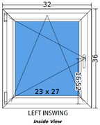 32"x36" Single Sash European uPVC Tilt and Turn Window
