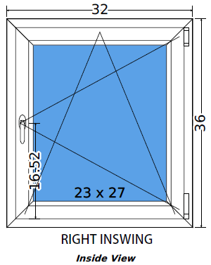 32"x36" Single Sash European uPVC Tilt and Turn Window