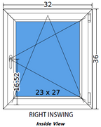 32"x36" Single Sash European uPVC Tilt and Turn Window