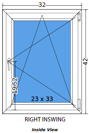 32"x42" Single Sash European uPVC Tilt and Turn Window