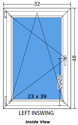 32"x48" Single Sash European uPVC Tilt and Turn Window