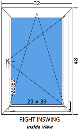 32"x48" Single Sash European uPVC Tilt and Turn Window