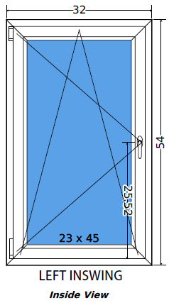 32"x54" Single Sash European uPVC Tilt and Turn Window