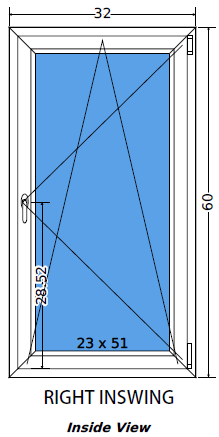 32"x60" Single Sash European uPVC Tilt and Turn Windows
