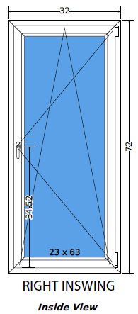 32"x72" Single Sash European uPVC Tilt and Turn Window