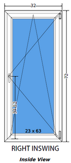 32"x72" Single Sash European uPVC Tilt and Turn Window