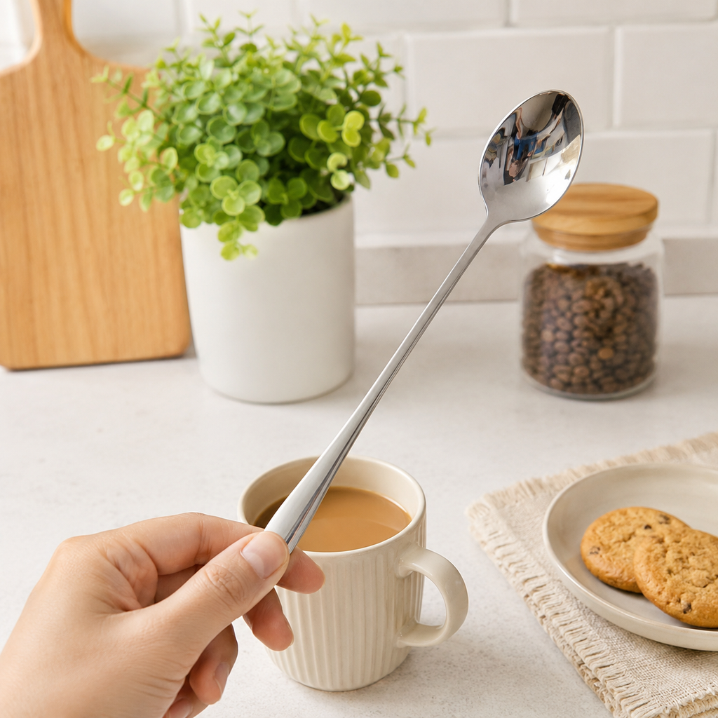 12PK Long Handle Stainless Steel Spoons 20cm Coffee Tea Dessert Latte Spoons