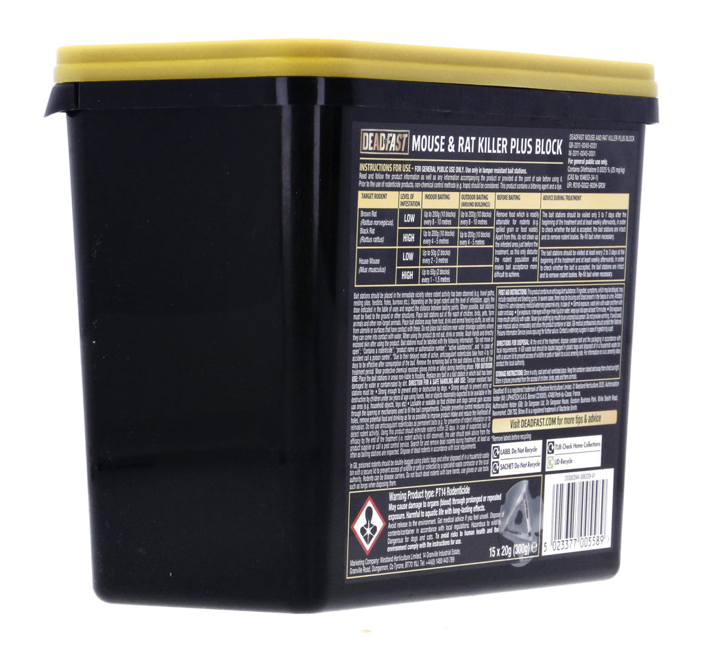 Deadfast Mouse and Rat Killer Plus 15 Block 300g
