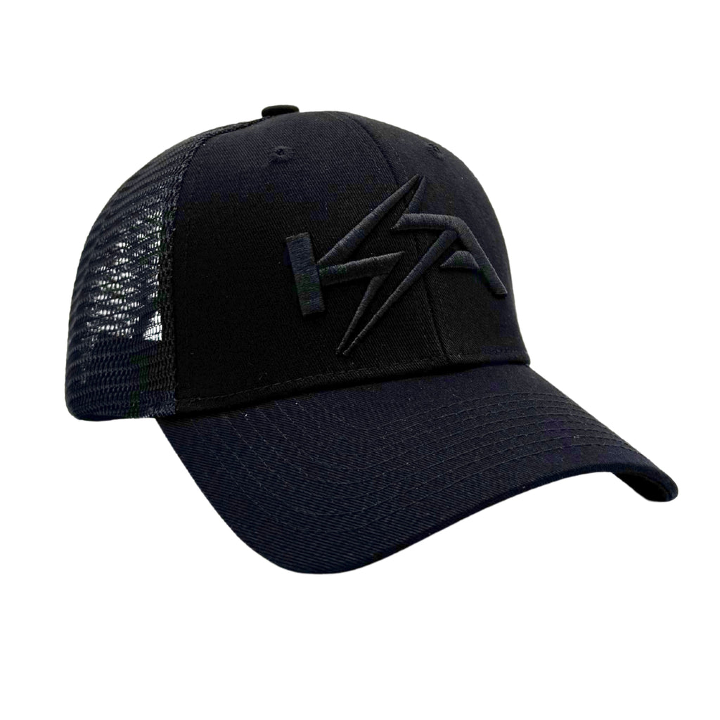 KickAss Snapback Trucker Cap - All Black with Black KA logo