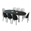 LeisureMod Tule Dining Set with 8 Chairs and 83" Oval Table