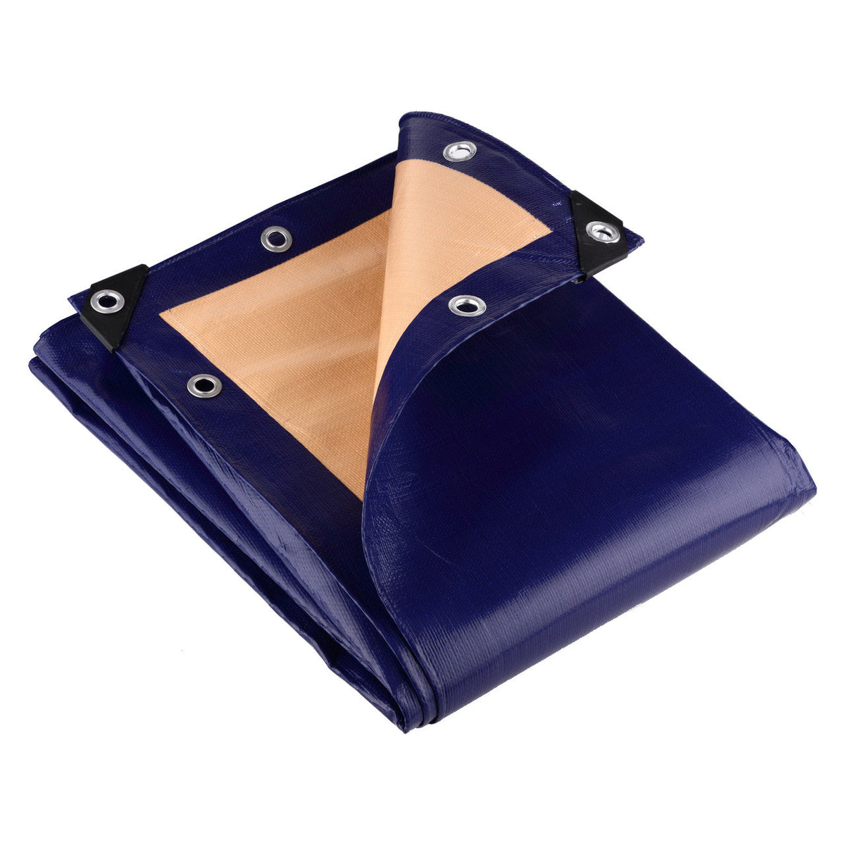 350gsm Blue and Beige Waterproof Tarpaulin with Eyelets for Construction, Marine and Outdoor Use