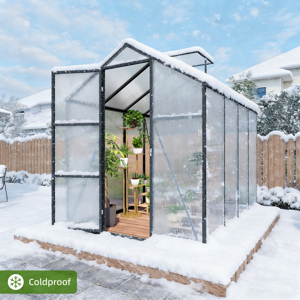 6x8FT Walk-in Outdoor Greenhouse - Polycarbonate