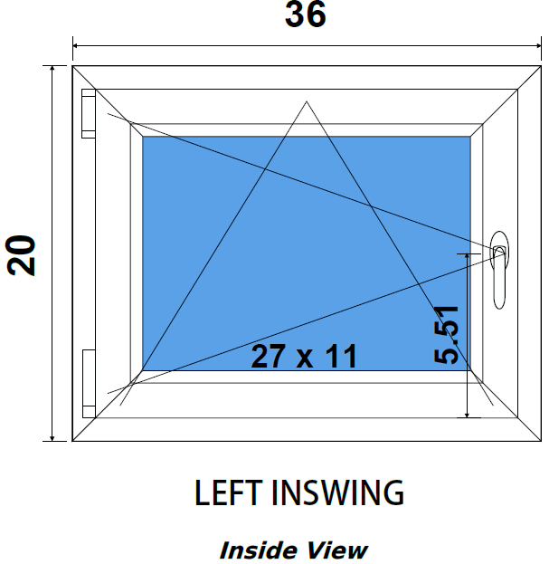 36"x20" Single Sash European uPVC Tilt and Turn Window