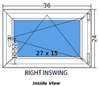 36"x24" Single Sash European uPVC Tilt and Turn Window