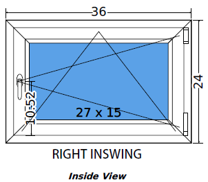 36"x24" Single Sash European uPVC Tilt and Turn Window