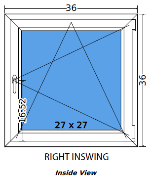 36"x36" Single Sash European uPVC Tilt and Turn Window