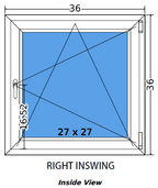 36"x36" Single Sash European uPVC Tilt and Turn Window