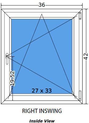 36"x42" Single Sash European uPVC Tilt and Turn Window
