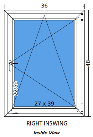36"x48" Single Sash European uPVC Tilt and Turn Window