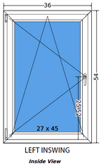 36"x54" Single Sash European uPVC Tilt and Turn Window