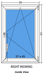36"x54" Single Sash European uPVC Tilt and Turn Window