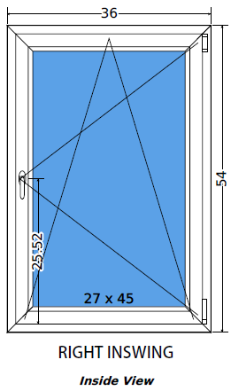 36"x54" Single Sash European uPVC Tilt and Turn Window