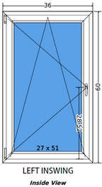 36"x60" Single Sash European uPVC Tilt and Turn Window