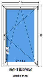 36"x60" Single Sash European uPVC Tilt and Turn Window