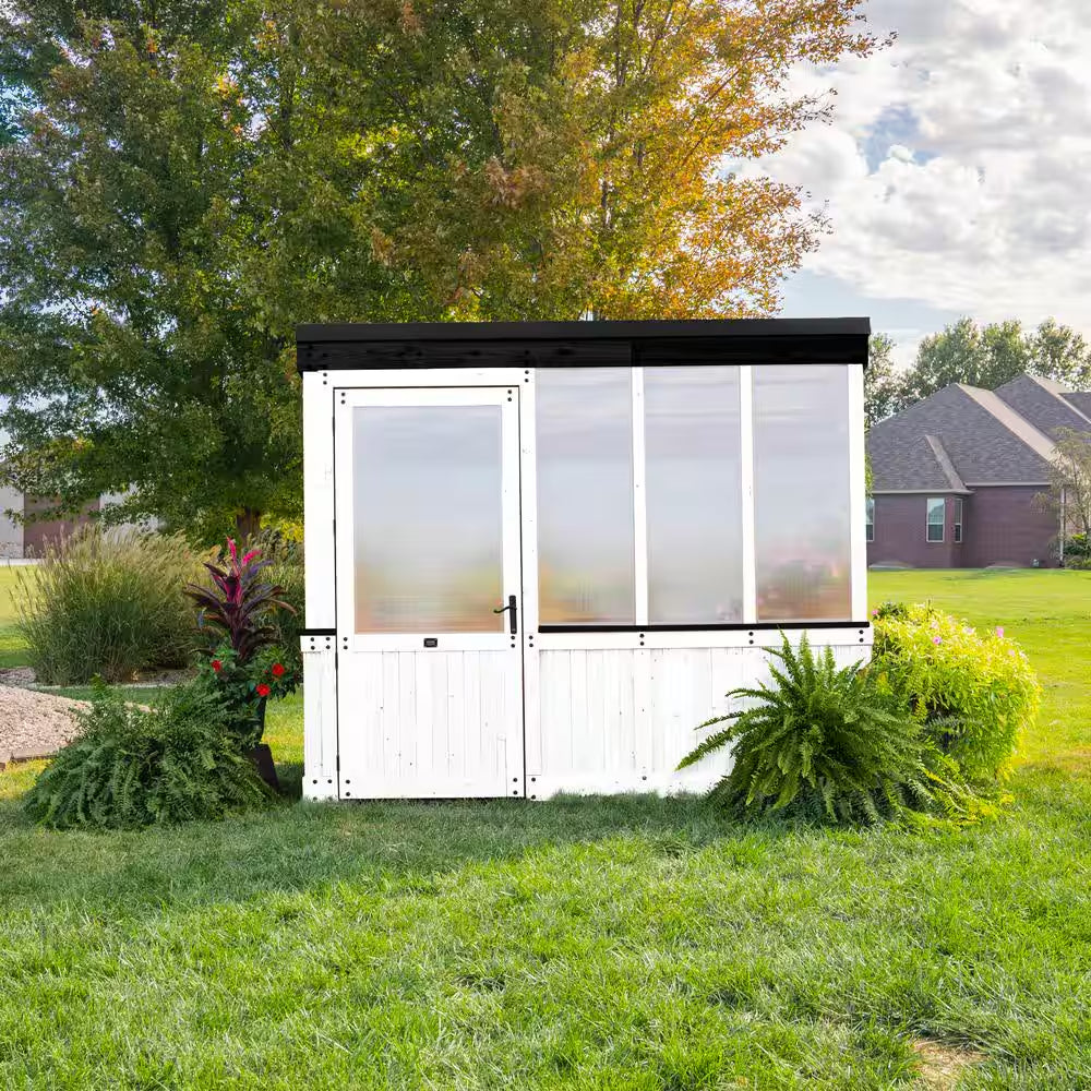 Willow White 6 x 9 ft Cedar Modern Greenhouse