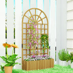 Wooden Raised Planter with Trellis, 90 x 30 x 180 cm