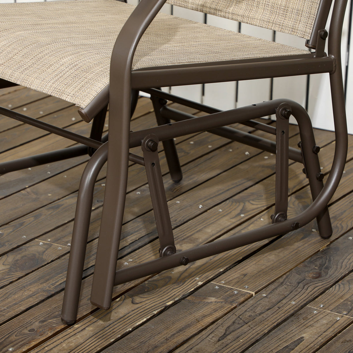 3 Piece Outdoor Glider Chair with Coffee Table Bistro Set, Mixed Brown