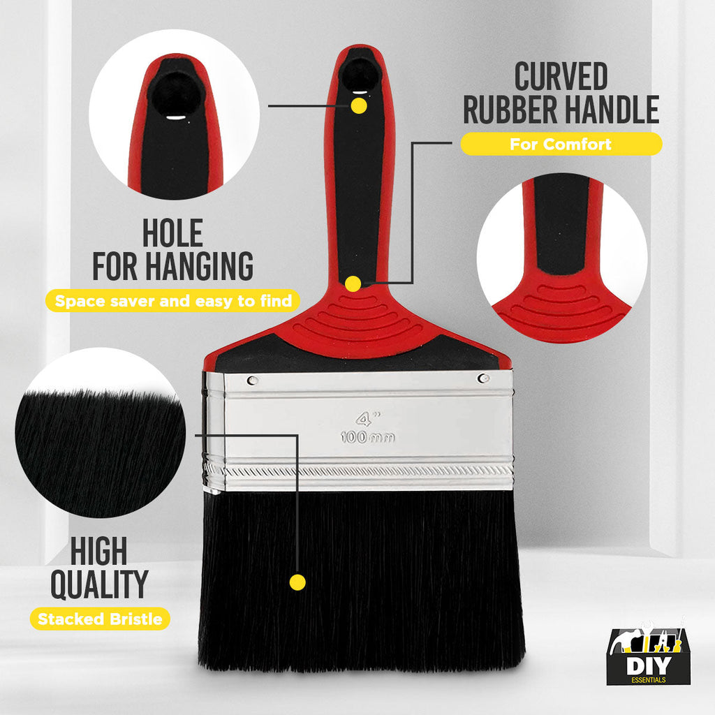 Paint Brush 4 Inch | Wall & Fence Decorating Tool | 2 Pack