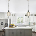 1 - Light Black/Chrome Cylinder Crystal LED Pendant Light, 7.3" Dining Room Light Fixtures Kitchen Island Light