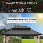 Ainfox 12 ft x 16 ft Steel Outdoor Patio Gazebo with Mesh Screen Double Roof for Lawn, Backyard