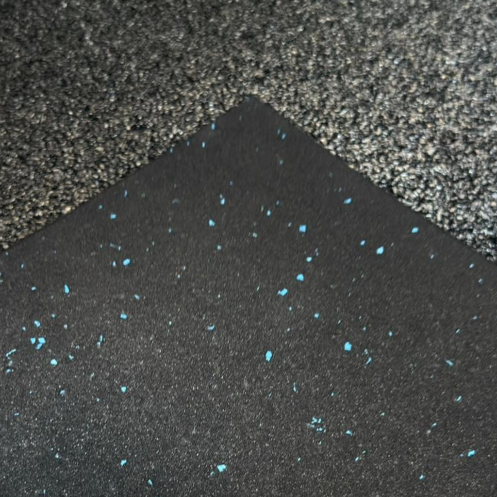 Commercial Premium Rubber Gym Flooring -  Black/Blue Flecks 1m x 1m x 15mm