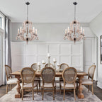 5 - Light Distressed Wood French Country Vintage Chandelier with Adjustable Height,  25" Farmhouse Chandelier for Dining Room