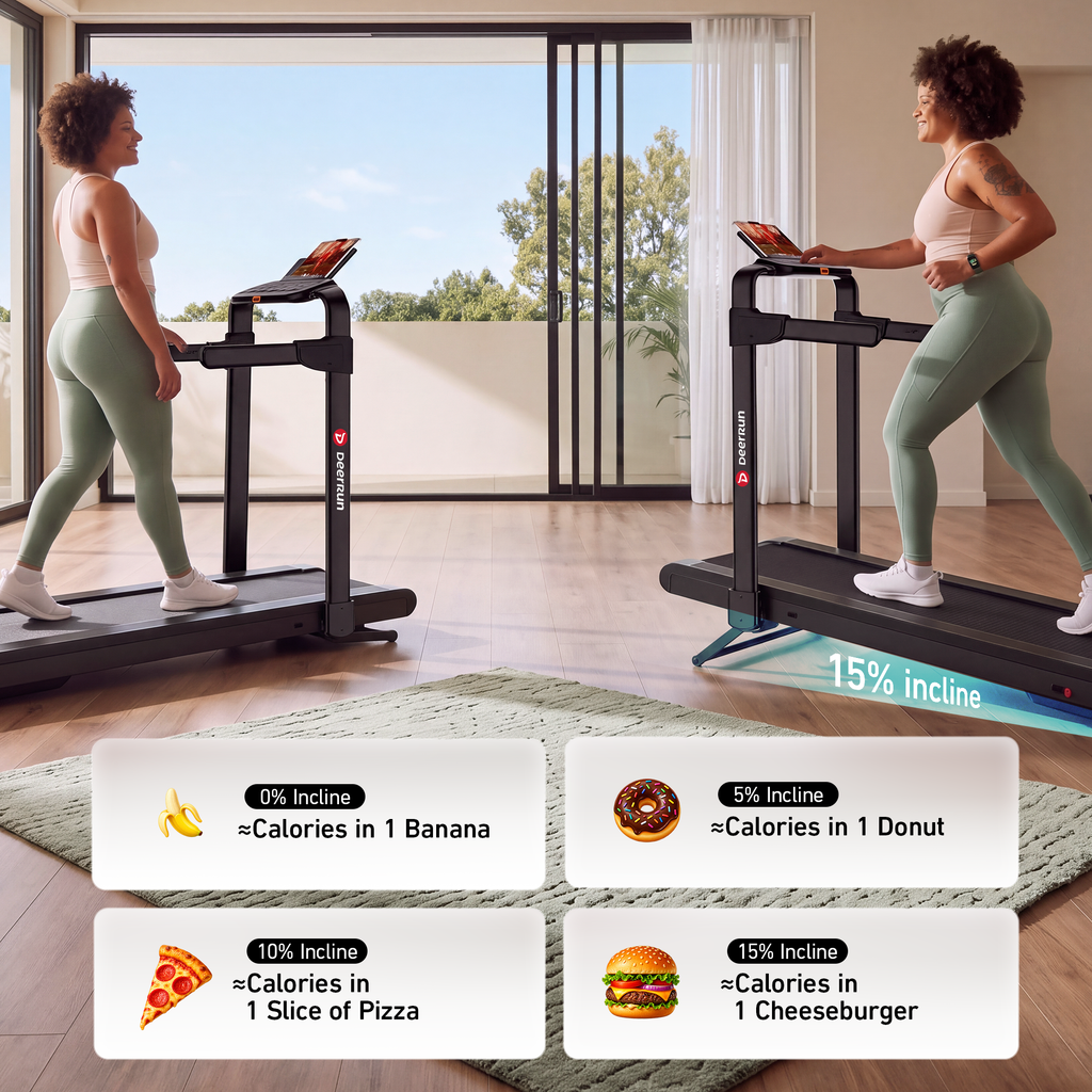 DeerRun Flex Rise 1 Walk-to-Run 15% Auto Incline Foldable Treadmill with Full Running Deck