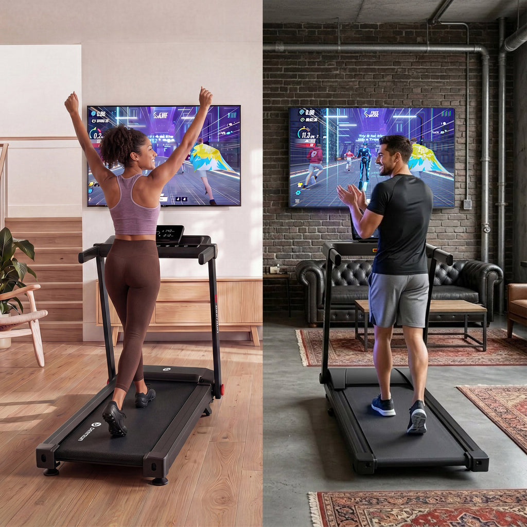 DeerRun Apex Flow 1 Foldable 15% Auto Incline Treadmill for Steady Home Running