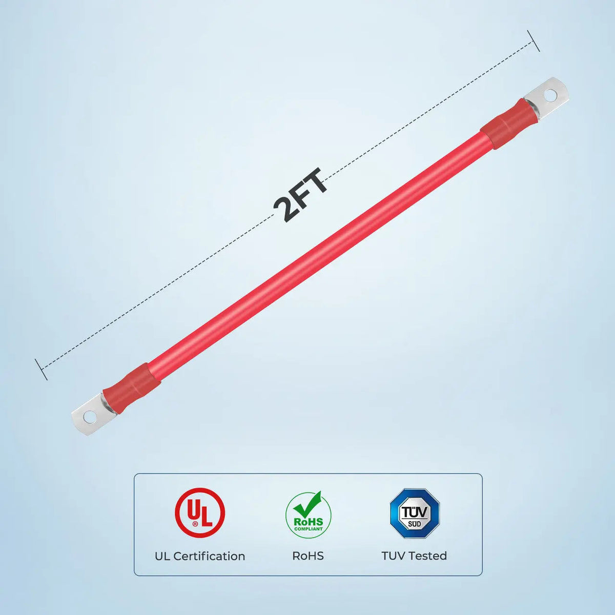1ft/2ft ANL Fuse Cable with Double Ring Terminals for 3/8 in Lugs