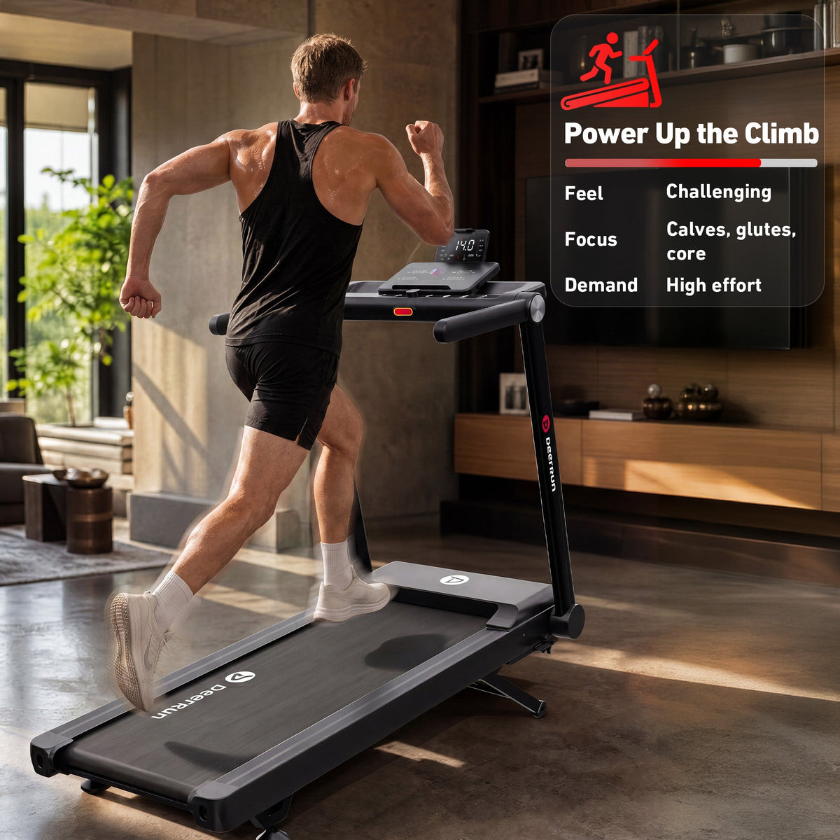 DeerRun Apex Rise 1 Challenge Training 25% Auto Incline Foldable Smart Treadmill