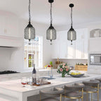 1 - Light Black/Chrome Cylinder Crystal LED Pendant Light, 7.3" Dining Room Light Fixtures Kitchen Island Light