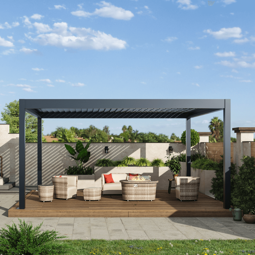 Weatherproof Pergola - Motorized Louver w/ Lighting