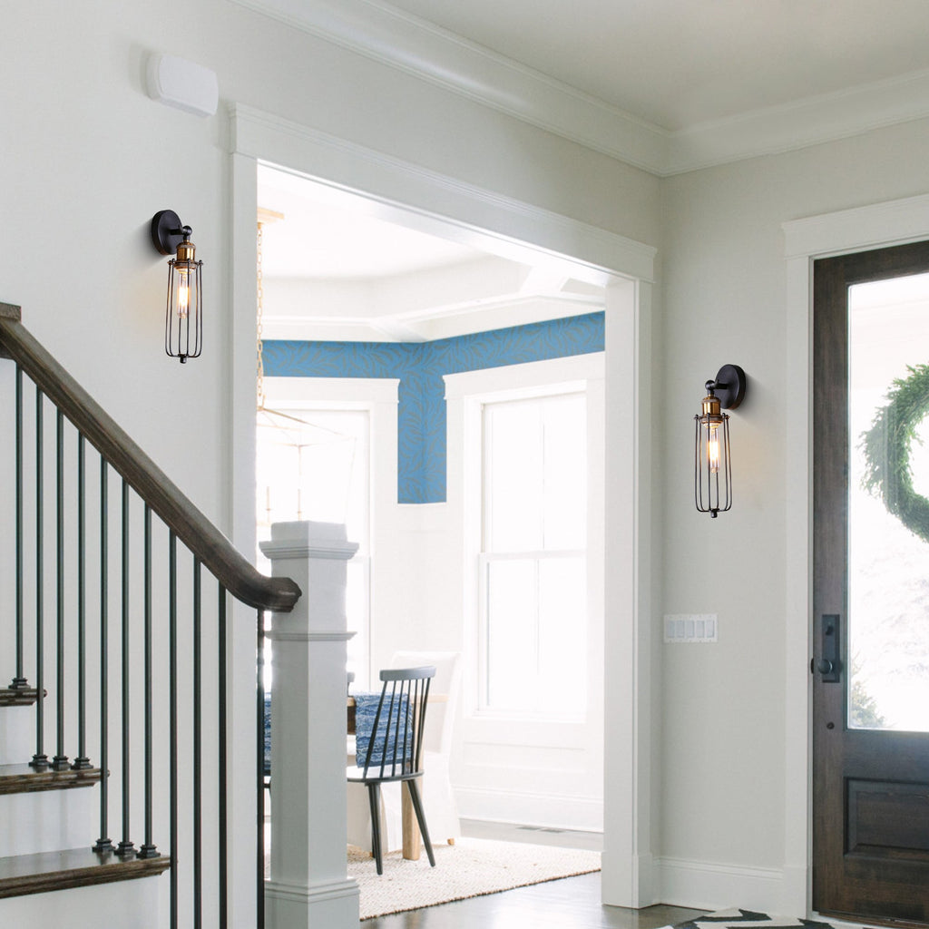 1 - Light Black Industrial Wall Sconces with Adjustable Angle, Modern Wall Light for Hallway