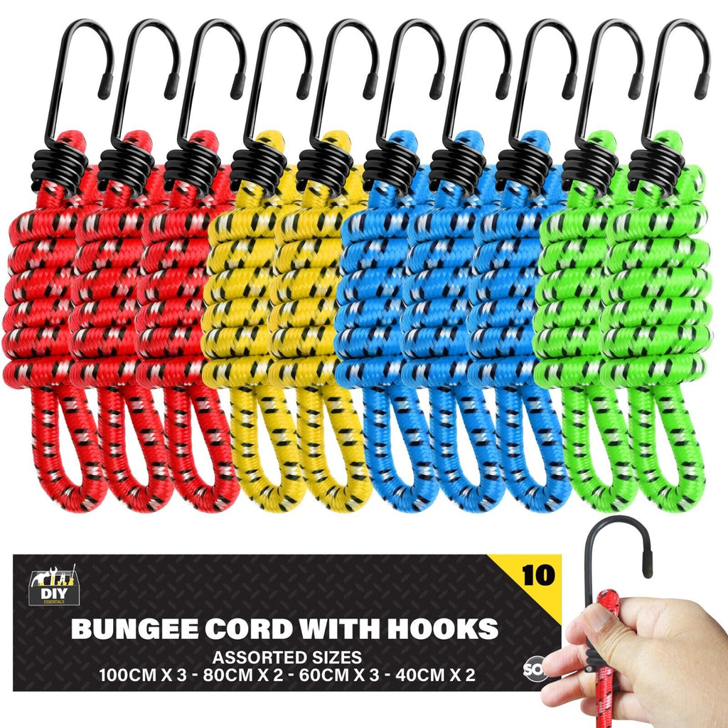 Heavy Duty Bungee Cords 40cmÐ1M | Luggage Straps Hooks | 10 Pack