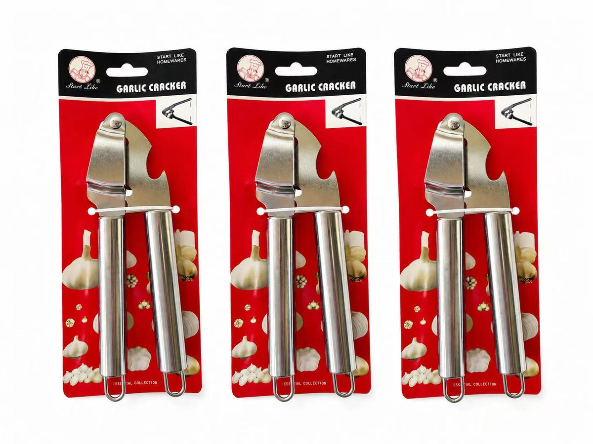 3PCS Stainless Steel Garlic Cracker Garlic Press Crusher Mincer Kitchen Tool Easy Grip