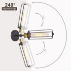 1 - Light Black Industrial Wall Sconces with Adjustable Angle, Modern Wall Light for Hallway