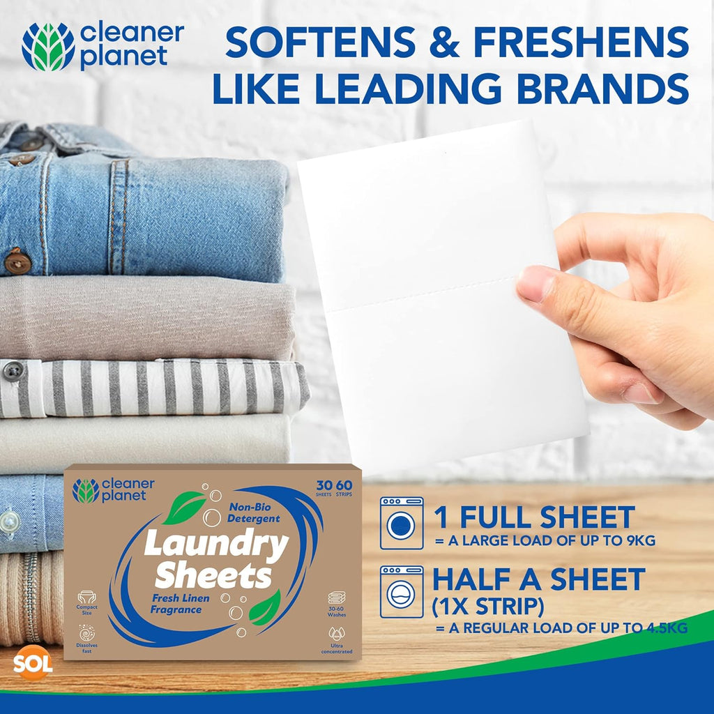 Unscented Laundry Detergent Sheets | Non Bio Unfragranced | 30 Pack