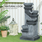 33.5" 4-Tier Resin Cascading Outdoor Fountain with LED Lights